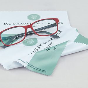 Brillenputztücher bedruckt Brille Brillentuch Tuch Polyclean Patientengeschenk Präsent Praxis Zahnarzt Give-Away