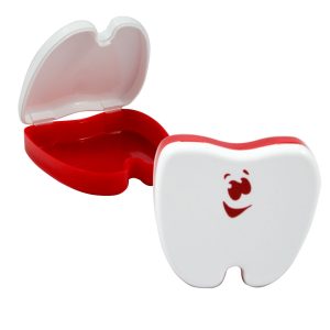 Schienendosen Spangendosen bedruckt Zahnform Gesicht Spangendosenbox Zahnspange Dose Dento Box KFO Box Patientengeschenk Präsent Praxis Zahnarzt Give-Away
