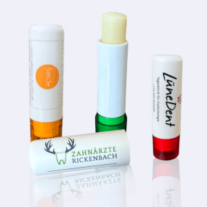 Lippenpflegestift-Lippenstift-Labello-Zahnarzt-Zahnarztpraxis-bedruckt-zweifarbig-zahnpromo