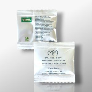Flow-Pack-Vivil-Friendship-Minzpastillen-Pfefferminz-zuckerfrei-bedruckt-Zahnarzt-Zahnarztpraxis-4C-farbig-bedruckt