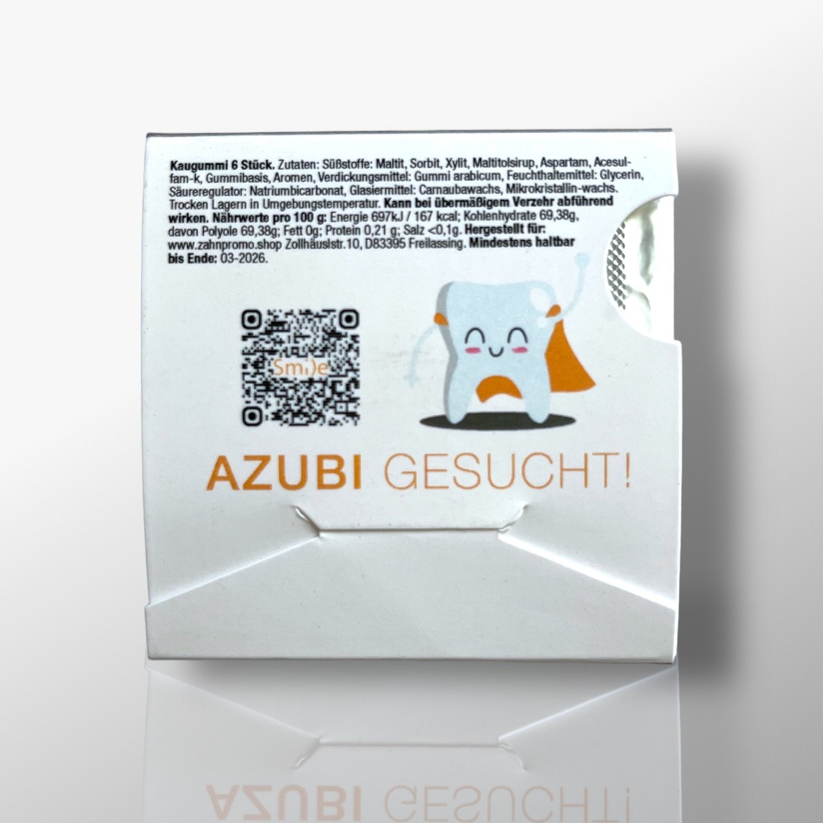 Zahnpflegekaugummi-6er-Blister-zuckerfrei-bedruckt-Zahnarzt-Zahnarztpraxis-Produktbild_3