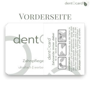 Dentocard Zahnseide Zahnseiden Visitenkarte bedruckt Flosscard Floss Card Zahnarztpraxis Give Away Mitgabeartikel